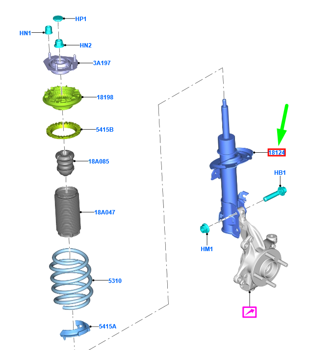 new ford puma mk2 front right shock absorber 2544471 m1ty-18045-ae original