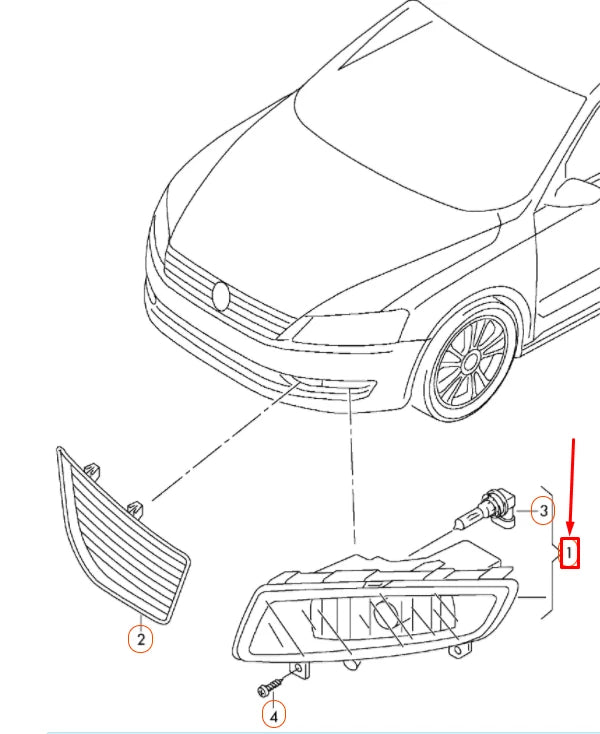 NEW VOLKSWAGEN PASSAT B8 FRONT LEFT HALOGEN FOG LIGHT 561941699B ORIGINAL
