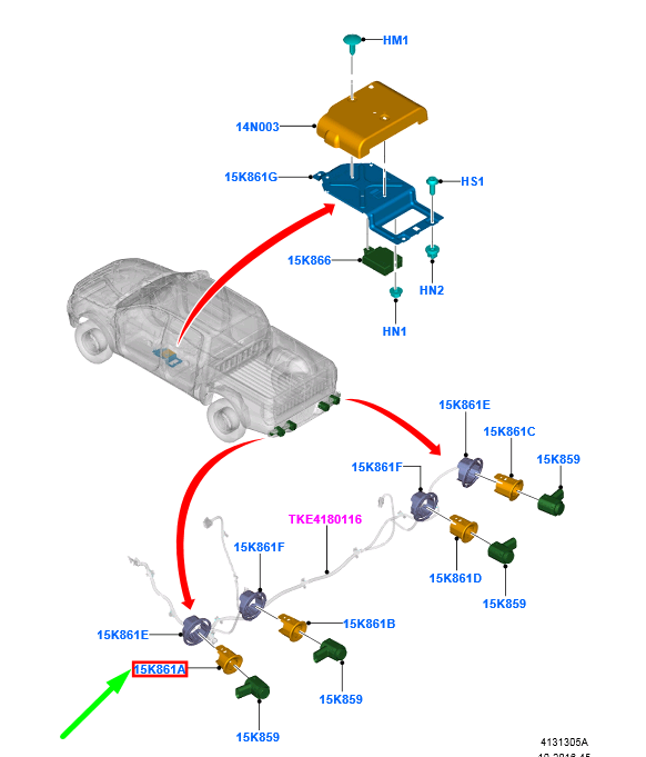new ford ranger t6 mk1 rear bumper left park sensor retainer 1733814 original