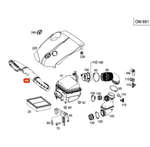 NEW MB CLA C117 AIR INTAKE HOSE A6510900000 2.1 DIESEL 200CDI ORIGINAL