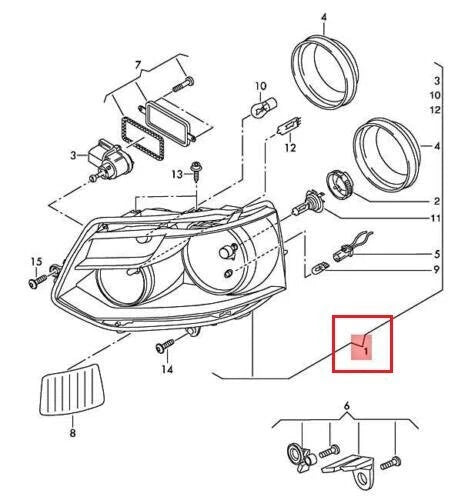 NEW VOLKSWAGEN TRANSPORTER T5 FRONT RIGHT HEADLIGHT LHD 7E1941016S ORIGINAL