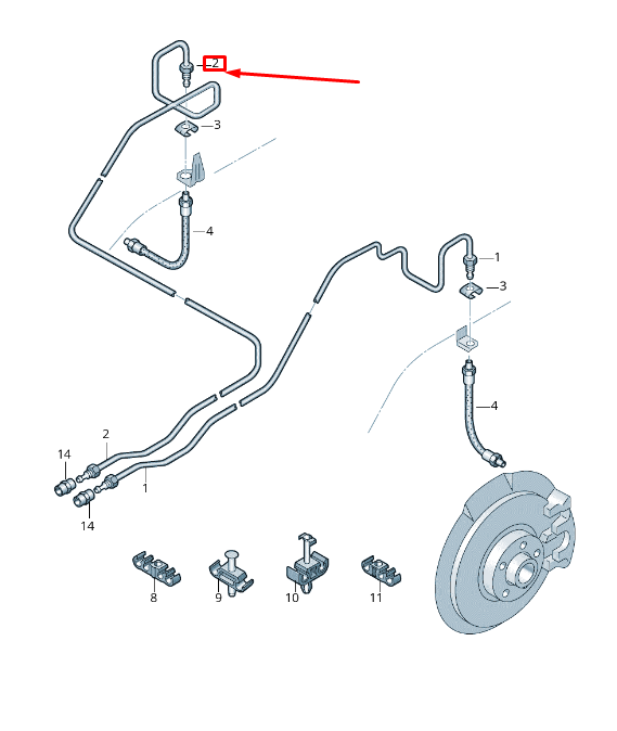 new audi a6 avant c6 rear right brake line 4f0614742k original
