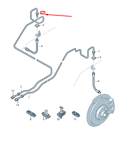 new audi a6 avant c6 rear right brake line 4f0614742k original