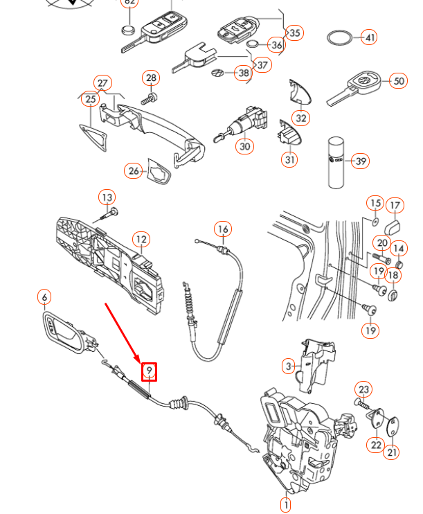 NEW VOLKSWAGEN GOLF MK6 FRONT LEFT DOOR BOWDEN CABLE 5K4837085G ORIGINAL