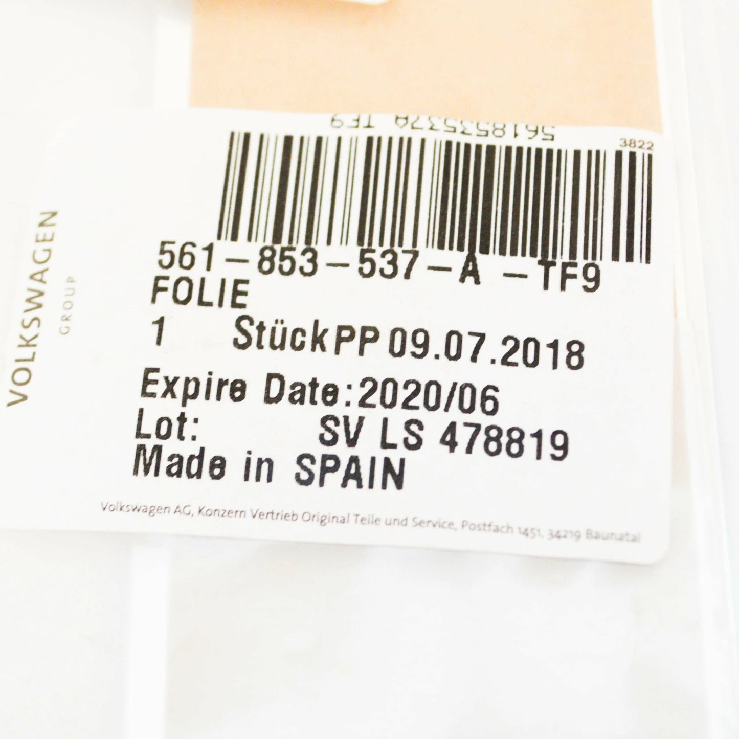 NEW VW PASSAT B8 REAR DOOR ENTRY SILL PLATE 561853537ATF9 ORIGINAL