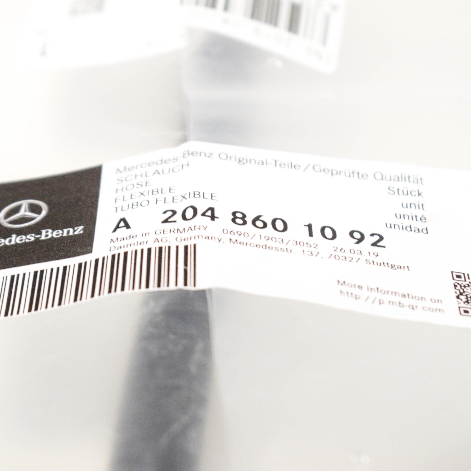 NEW MERCEDES-BENZ GLK-CLASS X204 HEADLIGHT WASHER HOSE A2048601092 ORIGINAL