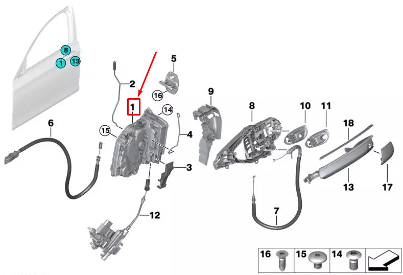 NEW BMW X5 F15 FRONT LEFT DOOR LOCK 51217281945 7281945 ORIGINAL