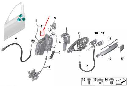 NEW BMW X5 F15 FRONT LEFT DOOR LOCK 51217281945 7281945 ORIGINAL