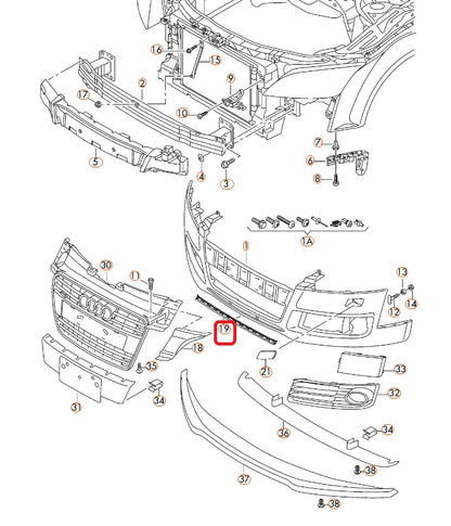 NEW AUDI TT 8J FRONT BUMPER LOWER GRILL 8J0807697H 2013