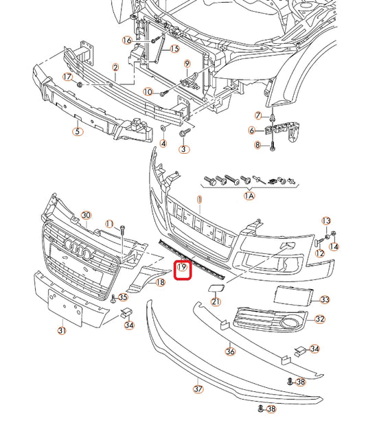 NEW AUDI TT 8J FRONT BUMPER LOWER GRILL 8J0807697H 2013
