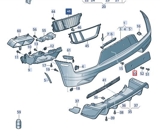 new audi r8 4s rear bumper license number holder 4s0807847dru6 original