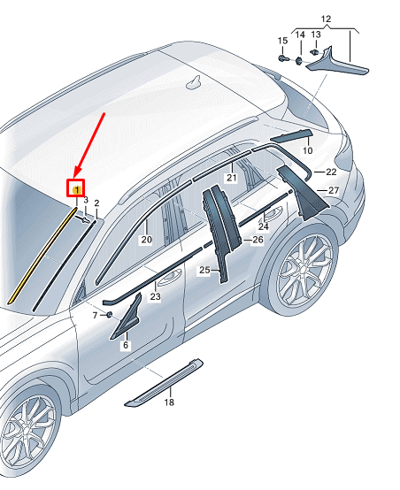 new audi q4 e-tron right windshield water deflector strip 89a854328b9b9 original