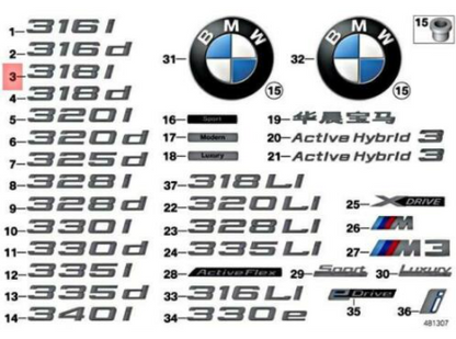 new bmw 3 touring f31 rear tailgate bootlid label 7289870 51147289870 original