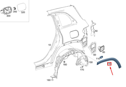 NEW MB GLB X247 REAR RIGHT REARWARD WHEEL ARCH MOLDING A2478850322 ORIGINAL