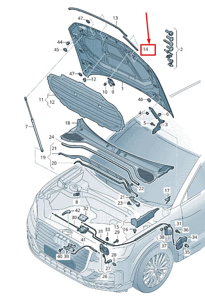 NEW AUDI Q2 GA RIGHT HOOD IMPACT PROTECTION 81A823126