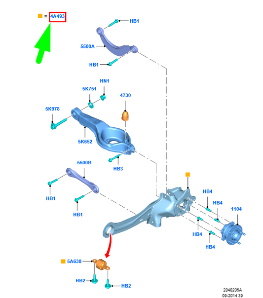 new ford focus mk3 c346 rear right wheel knuckle 1785709 bv61-5a968-af original