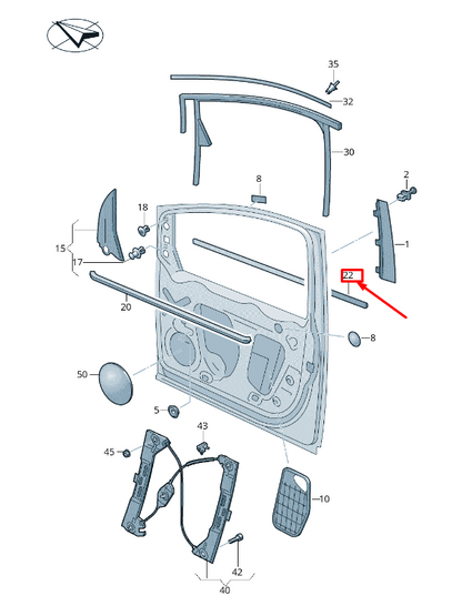 new vw sharan 7n right outer door window aperture seal 7n0837478d5ap original