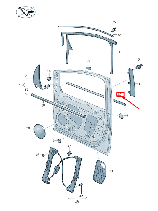new vw sharan 7n right outer door window aperture seal 7n0837478d5ap original