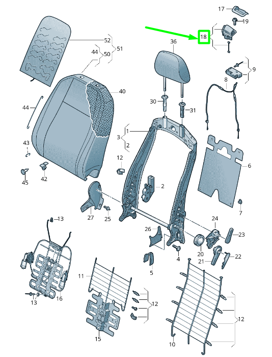 new vw golf 5g mk7 front right backrest release handle 5g3881602azb3 original