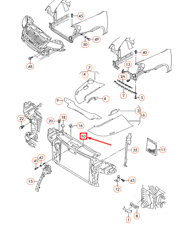 new vw touareg 7l coolant radiator lock carrier with mounting 7l0805594r
