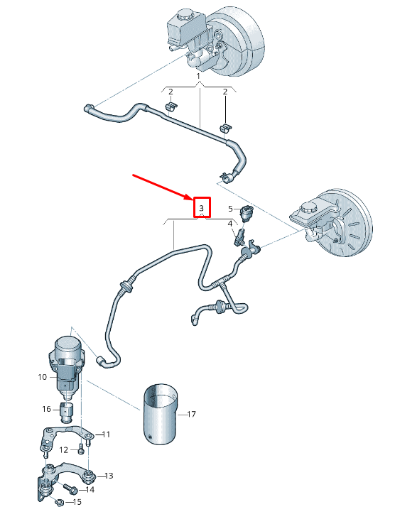 new vw touran 5t vacuum hose with non-return valve 5qa612041k original