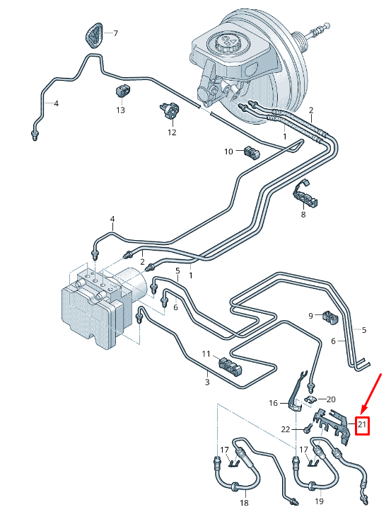 new audi a5 f5 front left brake hose retainer 8w0611845s original