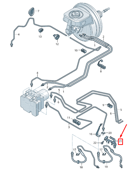 new audi a5 f5 front left brake hose retainer 8w0611845s original