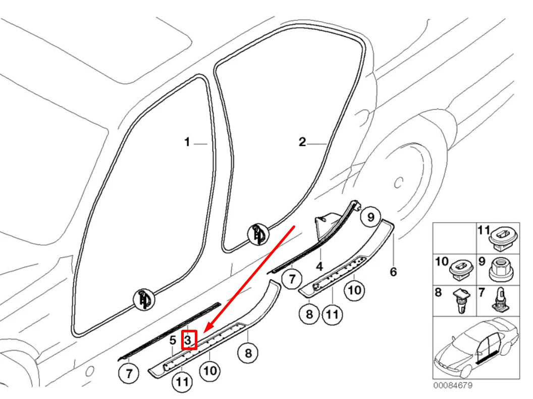 NEW BMW 7 E38 FRONT LEFT DOOR SILL TRIM 8174505 51478174505 ORIGINAL