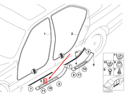 NEW BMW 7 E38 FRONT LEFT DOOR SILL TRIM 8174505 51478174505 ORIGINAL