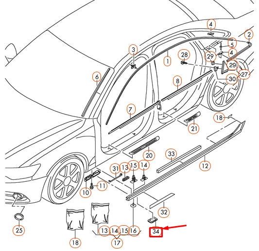 NEW AUDI A6 AVANT C7 END CAP SOCKET JACK RIGHT 4G0853446GRU ORIGINAL