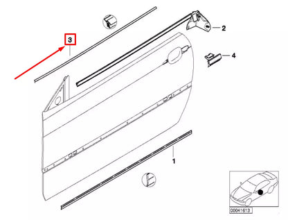 NEW BMW 3 E46 FRONT LEFT DOOR BELT WEATHERSTRIP 51328227625 8227625 ORIGINAL