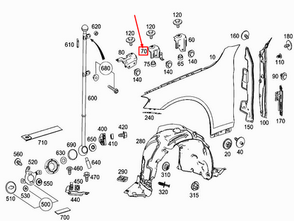 new mercedes-benz s w222 front right center fender bracket a2228801014 original