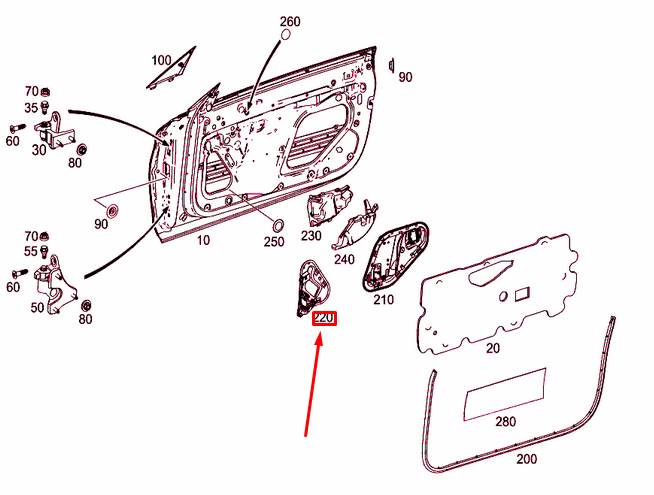 NEW MERCEDES-BENZ C COUPE C205 FRONT RIGHT DOOR SEAL A2057208606 ORIGINAL