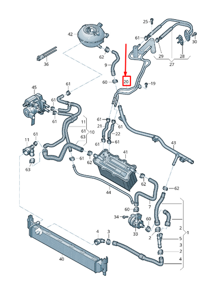 new vw golf sportsvan am engine coolant pipe 04c121497f original