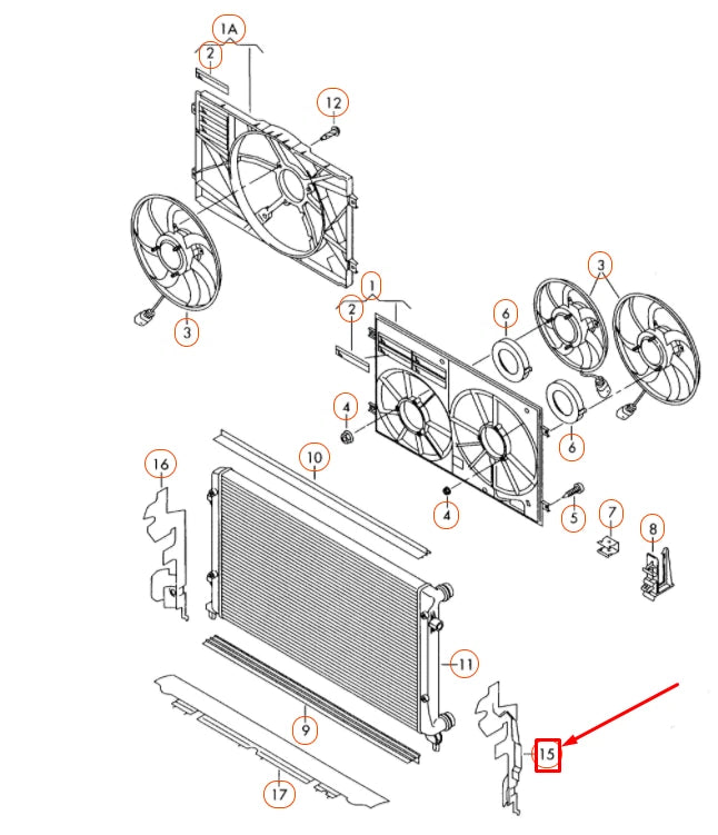 NEW VOLKSWAGEN PASSAT B6 RADIATOR LEFT AIR GUIDE 3C0121283B ORIGINAL