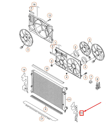 NEW VOLKSWAGEN PASSAT B6 RADIATOR LEFT AIR GUIDE 3C0121283B ORIGINAL