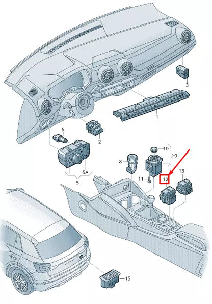 NEW AUDI Q2 GA PARKING BRAKE BUTTON LHD 8V1927225C