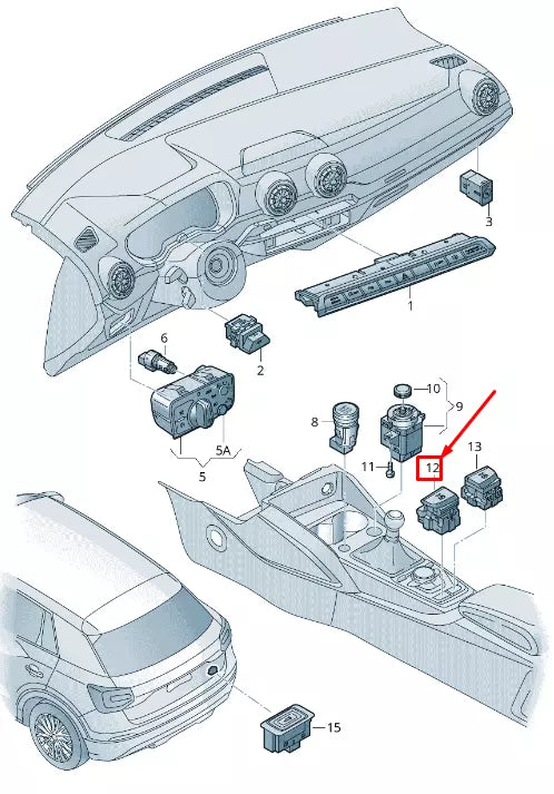 NEW AUDI Q2 GA PARKING BRAKE BUTTON LHD 8V1927225C