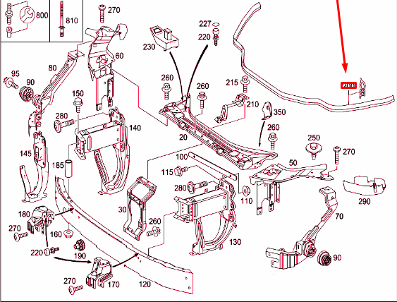 new mercedes-benz e w211 radiator upper support seal a2116280398 original