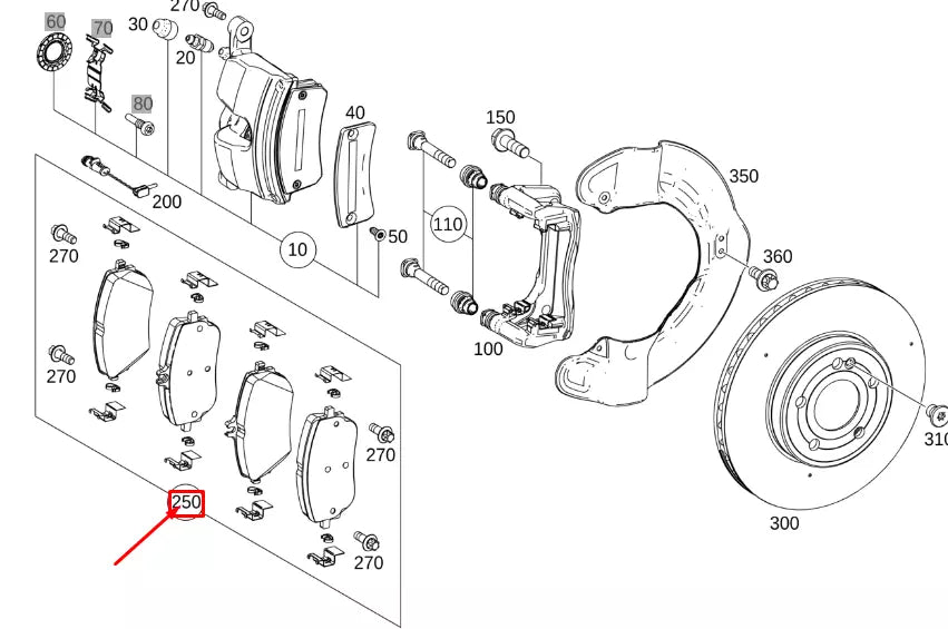 NEW MERCEDES-BENZ GLB X247 FRONT WHEEL BRAKE PAD SET A0004205303 ORIGINAL