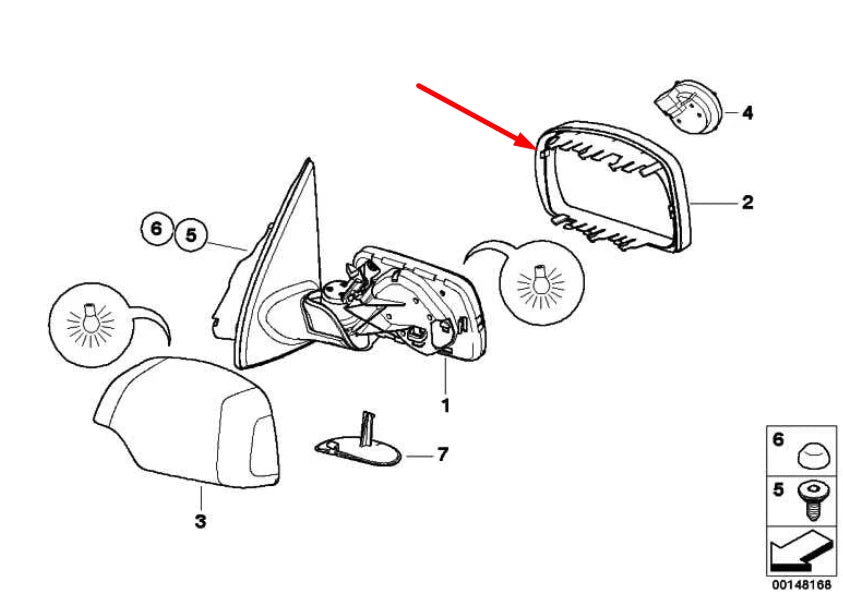 NEW BMW X5 E53 RIGHT DOOR WING MIRROR RING TRIM 51168254904 8254904 ORIGINAL