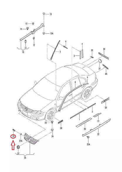 NEW VW JETTA MK5 GLI FRONT GRILLE CHROME BLACK BADGE 1K5853679AFXC ORIGINAL