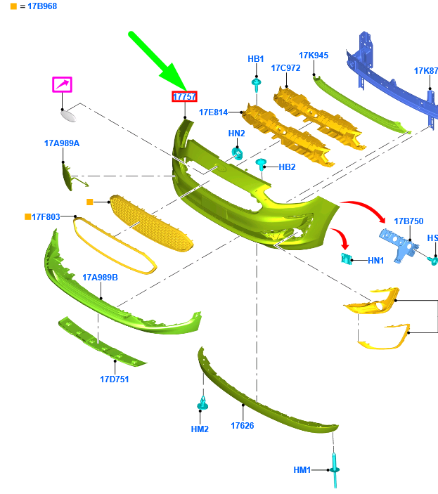 new ford ka mk3 front bumper cover 2335604 j7bb-17757-aexwaa original