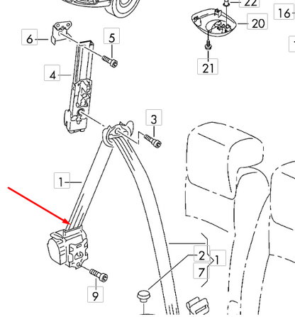 new volkswagen touran 1t rear right seatbelt 1t0857806eraa original