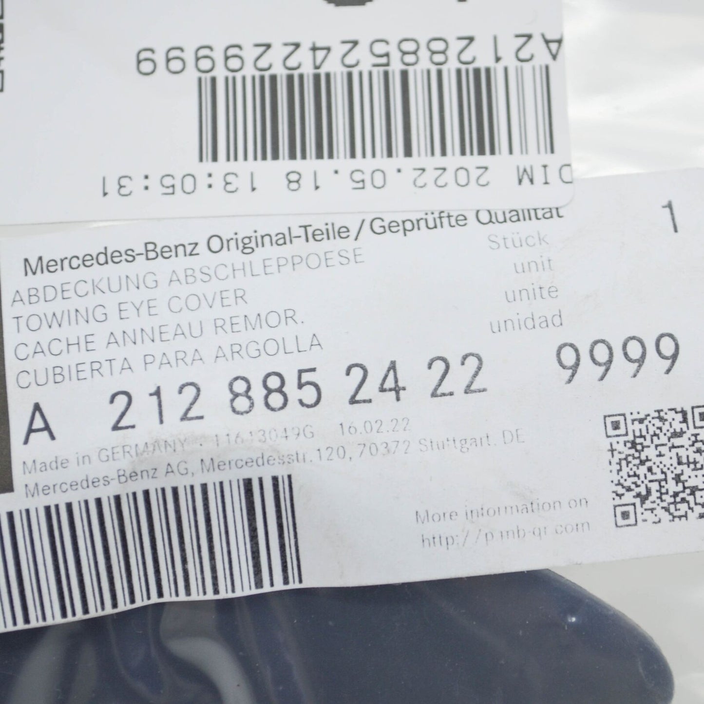 NEW MERCEDES-BENZ E-CLASS W212 FRONT BUMPER TOW EYE CAP A21288524229999 ORIGINAL