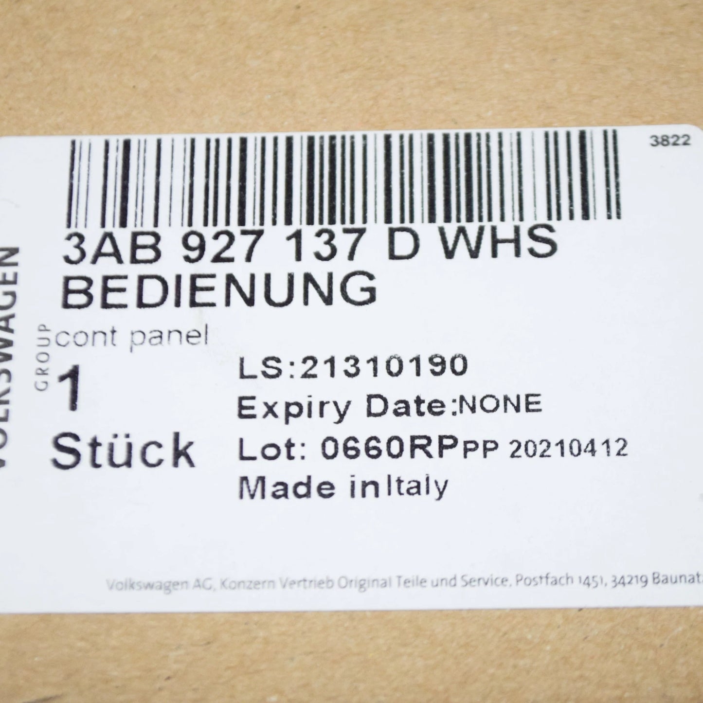 NEW VW CC OPERATING UNIT SWITCH PANEL WITH PUSHBUTTONS LHD 3AB927137DWHS