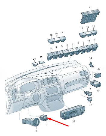 NEW VOLKSWAGEN POLO 6R HEADLIGHT HEIGHT ADJUSTMENT SWITCH 6C0941333WHS ORIGINAL