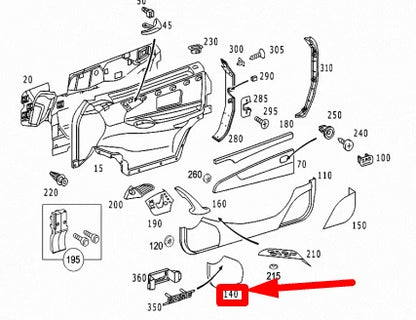 NEW MB CL C215 FRONT RIGHT DOOR LOUDSPEAKER COVER A21572702889B51 ORIGINAL