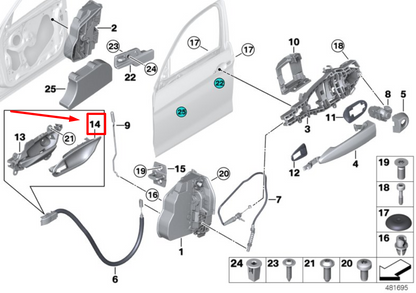 new bmw 2 cabrio f23 inside right door opener cover 51417274488 7274488 original