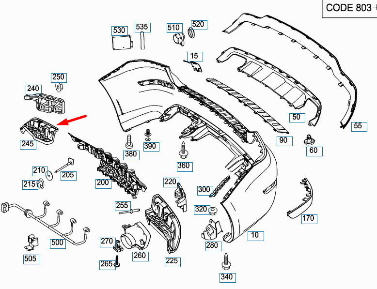 new mercedes-benz glk-class x204 rear right bumper bracket a2048856265 original